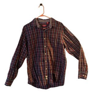 Pre Owned Men’s IZOD Plaid Long Sleeve Button Up Shirt Sz Med Classic Pattern